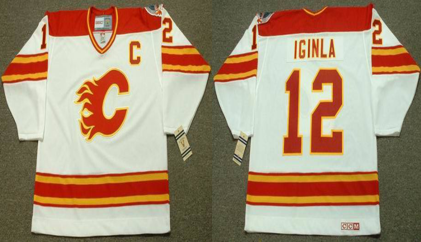 2019 Men Calgary Flames #12 Iginla white CCM NHL jerseys->calgary flames->NHL Jersey